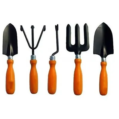 AGT Garden Tools Combo Kit of 5 Tools, Hand Cultivator, Small Hand Trowel, Big Hand Trowel, Garden Fork and a Hand Weeder (Weight 0.500 gm)