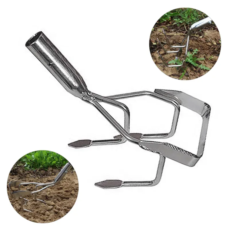 REDBUILD 2 in 1 Manual Culti-Weeder Without Handle, 3 Fingers 4 Inch Blade for Weeding and Cultivating Soil