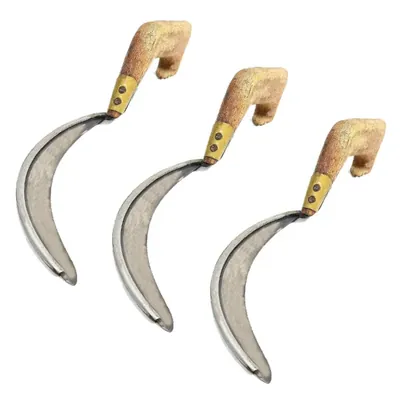 Curved Saw Grass Cutter with Wooden Handle for Gardening and Agriculture Purpose (Pack of 3)