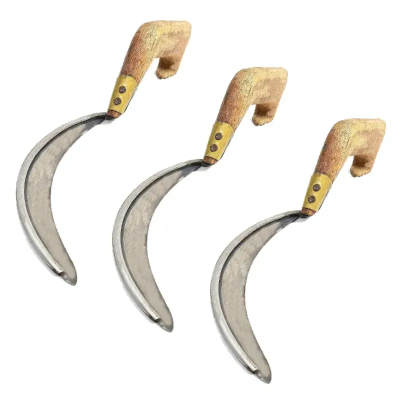Curved Saw Grass Cutter with Wooden Handle for Gardening and Agriculture Purpose (Pack of 3)