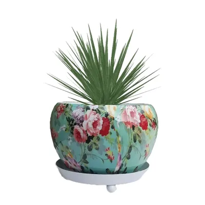 5 Inch Designer Flower Pot with Elegant Flower Print Finish, Used for Home Decoration Purpose