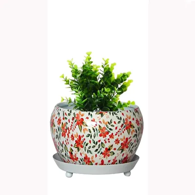 Ecofynd Lily Designer Metal Plant Pot, Home Decor Item for Garden, Balcony, Patio, Living Room