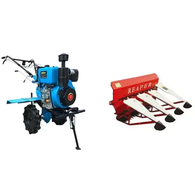 AIVA ITALY AV 500J, 9 HP Diesel 4 Stroke Power Tiller With 3 ft Reaper Attachment