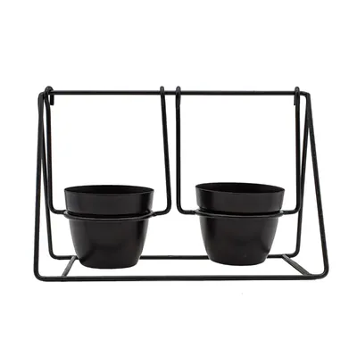 Double Metal Planter Pots with Unique Swing Design Stand, Used for Home Decoration Purpose, Height 21 cm