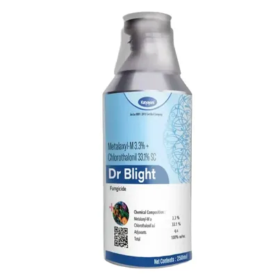 Katyayani Dr Blight Metalaxyl-M 3.3% +Chlorothalonil 33.1% SC Systemic and Contact Fungicide for Fungal disease in Crops (Pack-1 x 250 ml)