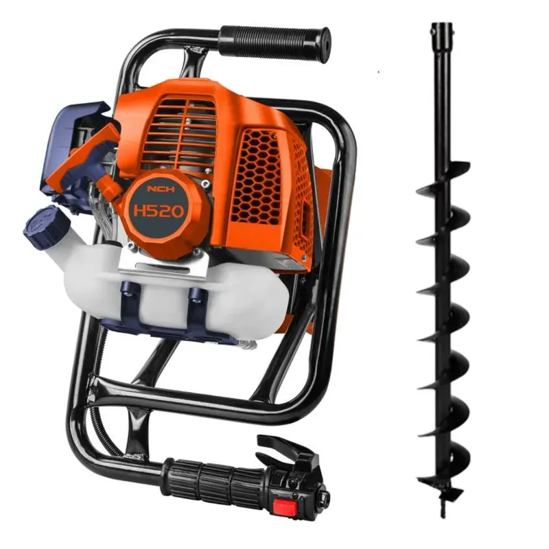 NCH H520, 52 CC 2-Stroke Petrol Engine Earth Auger Machine With 4 Inch Drill Bit