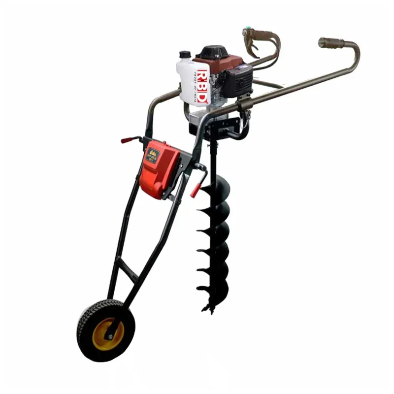 RBD 72 CC Trolley Type Earth Auger Post Hole Digger Machine with 10-Inch Drill Bit