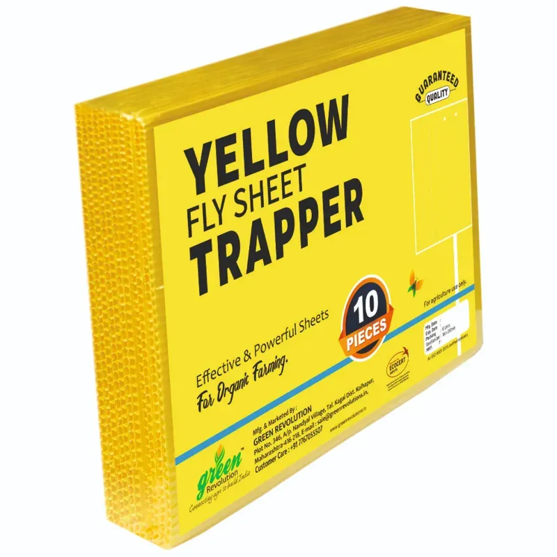 Green Revolution 150 x 200 mm (A5) 10 pieces Eco Yellow Sticky Trap for controlling White fly, Aphids, Jassids (Quantity-Pack of 1)