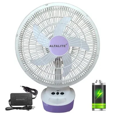 ALFALITE 24 W Breeza DC Solar Table Fan, 16 Inch Sweep With In-Built Rechargeable Battery For Indoor And Outdoor Usage