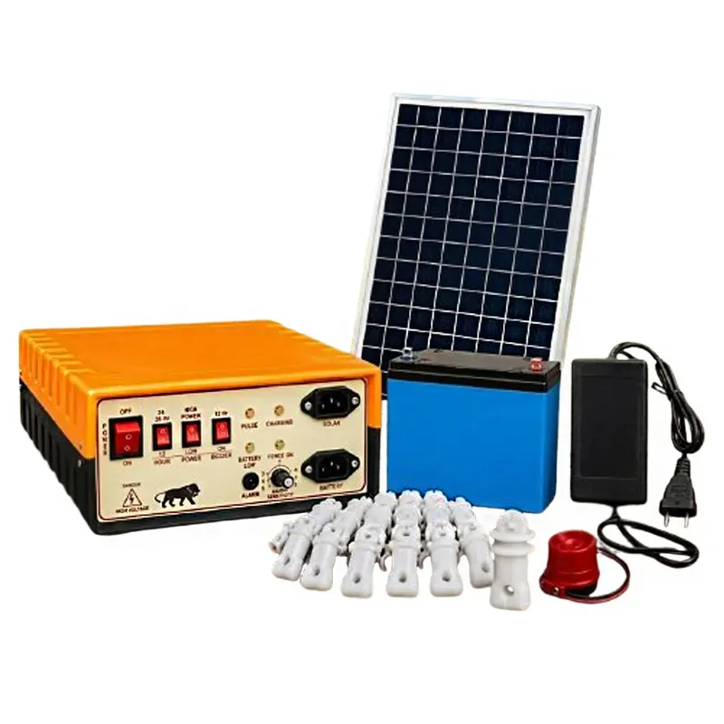 15 KV AC/DC Solar Fencing Machine Complete Kit for 30 Acre Farms Includes 40 W Solar Panel, 12 V 18 Ah Lithium Battery