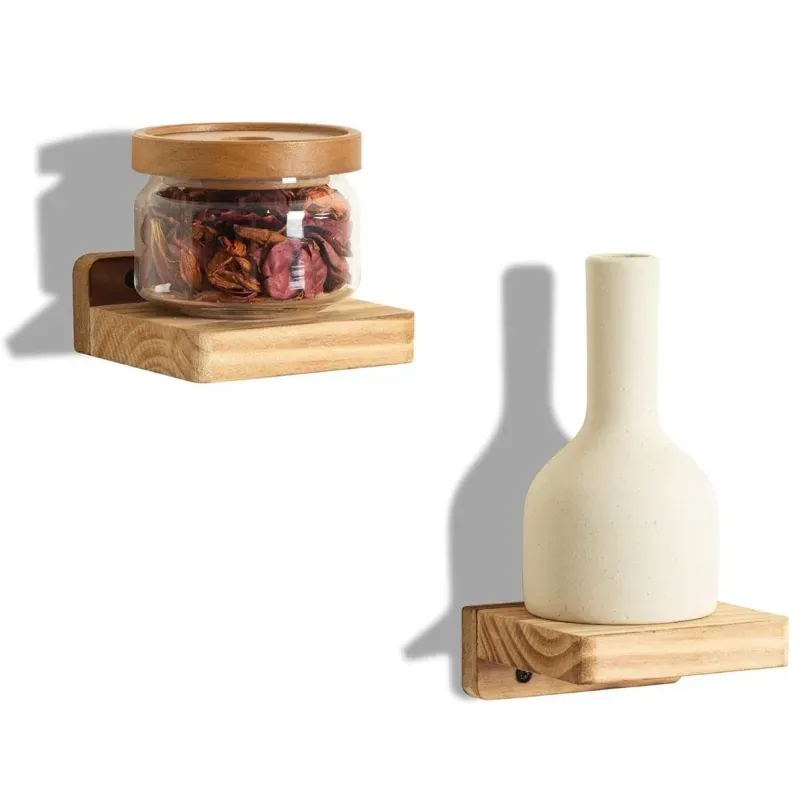 Ecofynd WSH002 Floating Wooden Wall Shelves for Stylish & Space Saving Home Decor (Pack of 2)