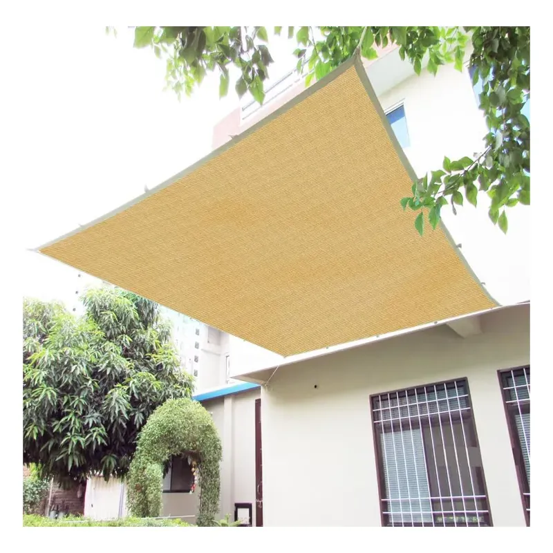 FREXXA HDPE Fabric Cotton Webbing Sun Shade Sails Shade Net 90% Protection, For Outdoor, Balcony, Parking, 10 x 10 ft (Color-Beige)