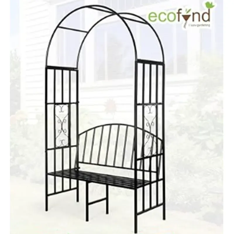 Ecofynd 6.6 x 3 ft Garden Arch with 2-Seater Bench for Outdoor Garden, Lawn Backyard Decor (GC001-BLK)