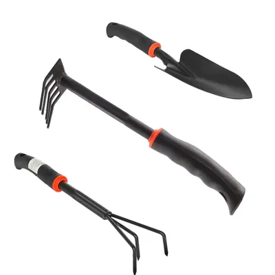 DAP Set of a Hand Cultivator, Hand Rake and a Hand Transplanter, Used for Cultivation/Garden Maintenance, 3 Tools