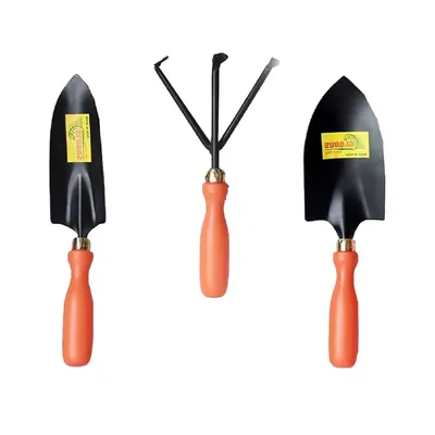 Globus Garden Tool Combo Kit, Cultivator, Big and Small Trowel (Set Of 3 Pcs) For Cultivating The Soil and Weeding