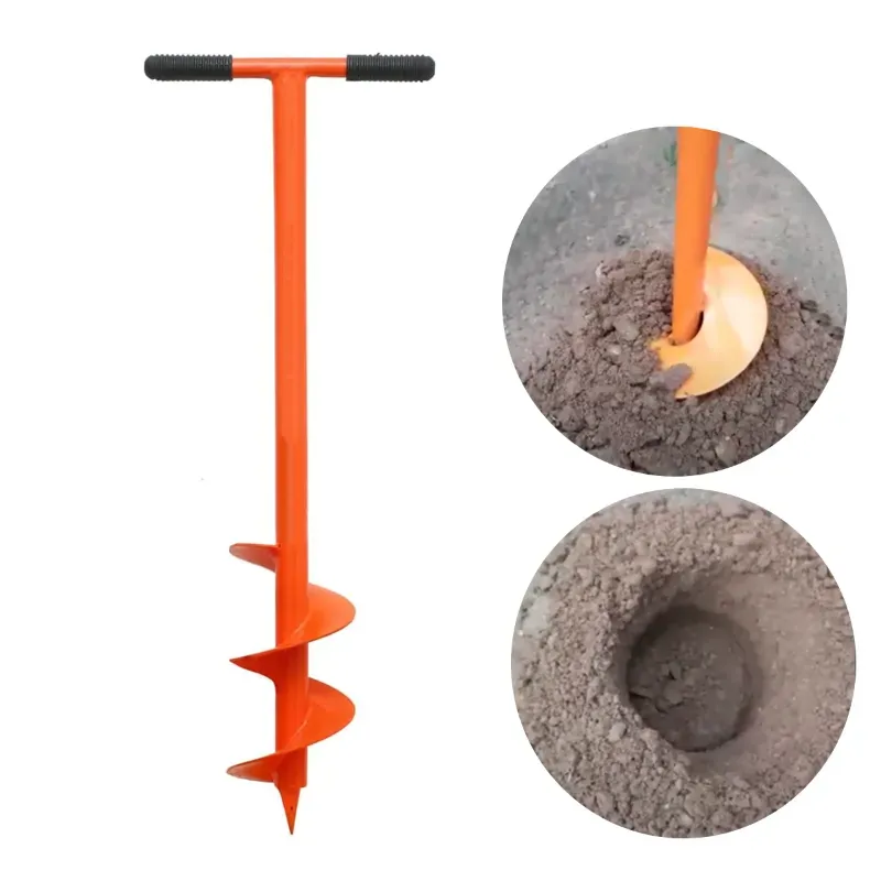 Garden Earth Auger Drill Non-Slip Handle, Spiral Drill Planter Bit for Planting Trees 6 Inch Diameter