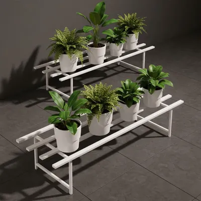 Heavy Duty White Rectangle Plants Stand, Anti-Rust Metal Pot Holder For Outdoor and Indoor Planters Decor (Pack-Pack of 2)