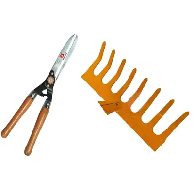 Unison Garden Tool Set of 8-Teeth Garden Rake Head & Hedge Shear, Used for Mulching and Trimming Purposes