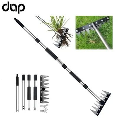 DAP 8 Teeth Garden Rake with 1.2 m Telescopic Handle For Soil Loosening, Weed Removal & Lawn Cleaning Tool