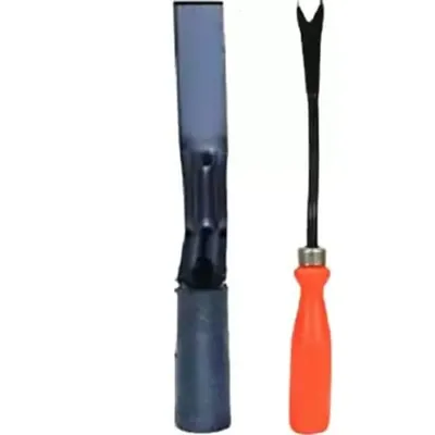 AGT Garden Tools Combo Kit of a 2 Inch Khurpi and a Hand Weeder (2 Tools), Used for Small-scale Gardening Purposes