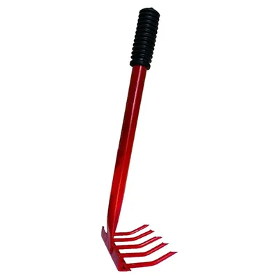 Heavy Duty Steel 15 Inch Small Handle Garden Hand Rake With 4 Inch Five Long Pin Used For Gardening Purpose
