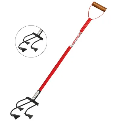 Global Nature Agro 3-Tines, 4 Inch Manual Hand Rake With 2, 4.25 ft Adjustable Handle, For Farming & Gardening