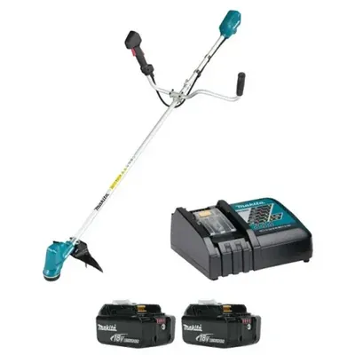 MAKITA DUR190URT1, 240 W 18 V Battery Operated Brush Cutter with 2 Batteries and 1 Charger