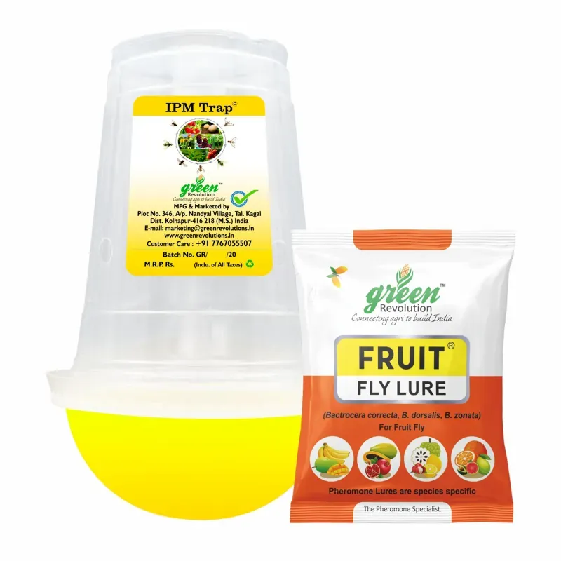Green Revolution Highly Effective IPM Pheromone Trap with Fruit Fly Insect Lure (Pack-10 pcs)
