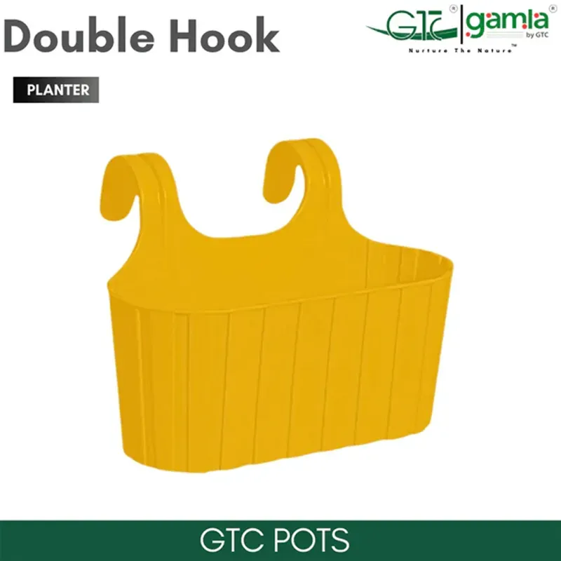 GTC 14 Inch Multi Color Double Hook Pot Modern Decorative Pots for Stylish Spaces, Home Decoration, Gardens (Pack of 5)(Color-Yellow)