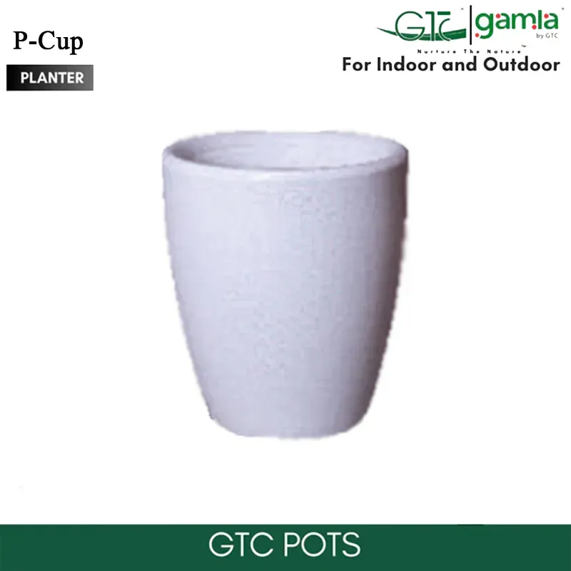 GTC 12 Inch Multi Color P-Cup Planter Modern Decorative Pots for Stylish Spaces, Home Decoration, Gardens (Pack of 2)(Color-White)