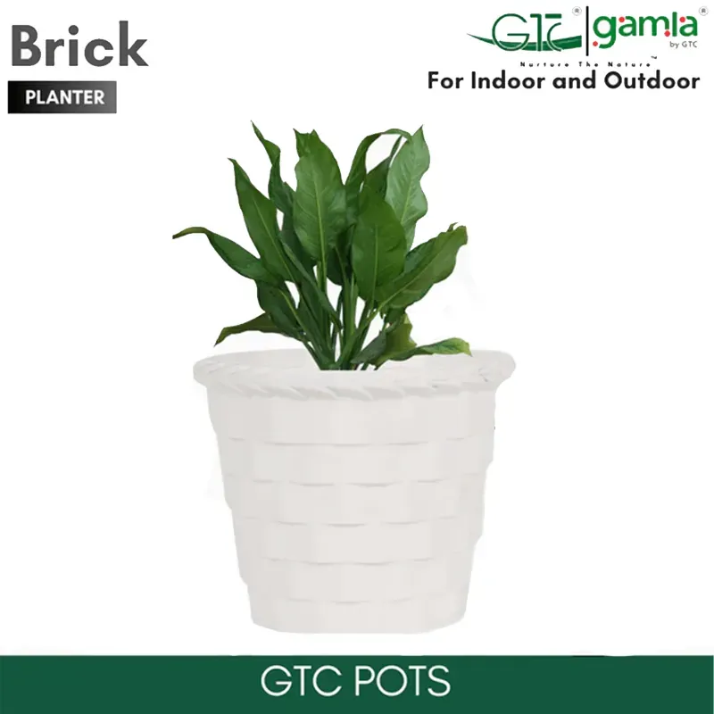 GTC 8 Inch Multi Color Brick Planter Modern Decorative Pots for Stylish Spaces, Home Decoration, Gardens (Pack of 3)(Color-White)