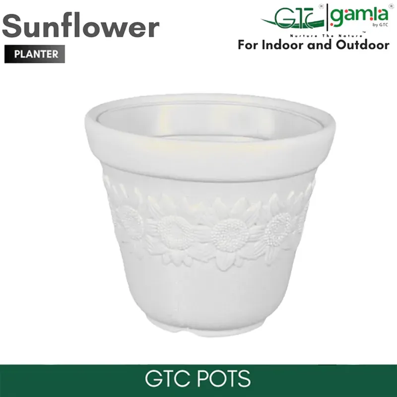 GTC 10 Inch Multi Color Sun Flower Planter Modern Decorative Pots for Stylish Spaces, Home Decoration, Gardens (Pack Of 3)(Color-White)
