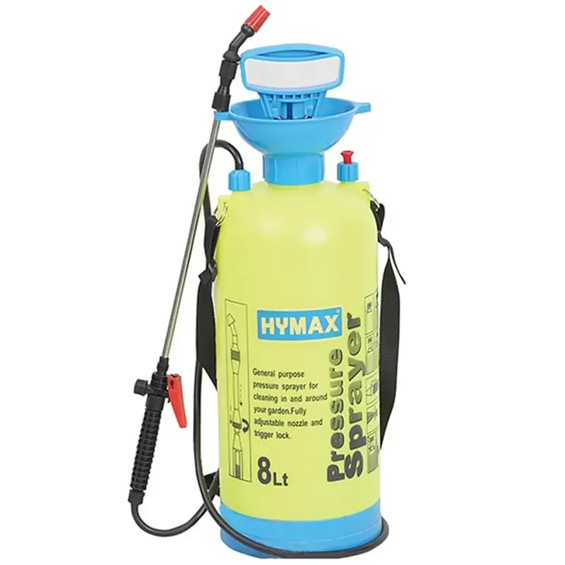Hymax Original 8 Litre Hand Compression Manual Sprayer Plastic Tank for Garden Plants and Lawn, Plant Watering, Car Glass Cleaning, Spraying Pesticides