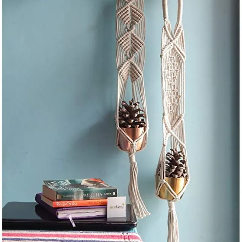 Ecofynd Macrame Plant Hanger Stylish & Durable Hanging Planter for Home & Garden Decor (Pack of 2)