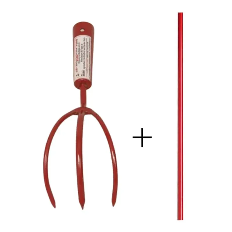 Heavy Duty 3 Tine Hand Tiller, Cultivator With 5 ft Handle