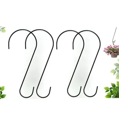 Ecofynd HOOK011-BLK-102 Heavy Duty Metal S-Shaped Hanging Hook for Secure Home & Garden Use (Pack of 4)
