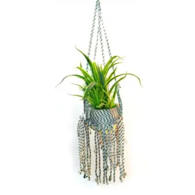 Hanging Iron Planter Pot with Jute Rope, Used for Home Decoration Purpose, Height 87 cm, Diameter 14 cm