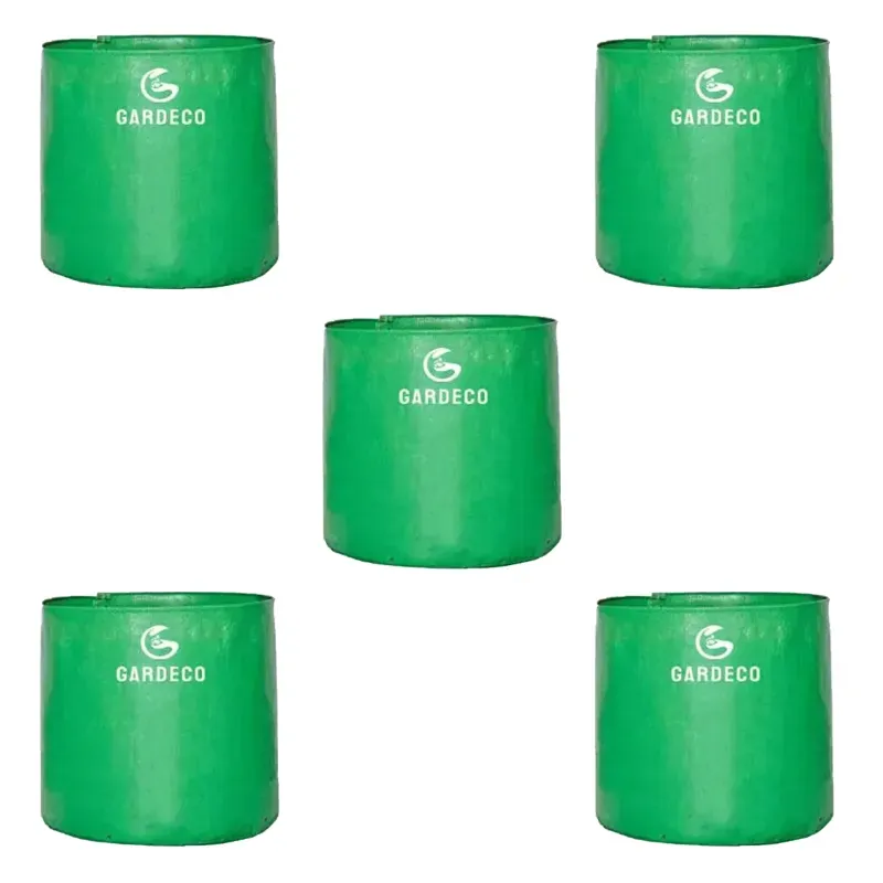 Gardeco 260 GSM UV Treated 15 x 15 Inch Round Type HDPE Grow Bag for Home, Garden and Nursery (Quantity-5 pieces)