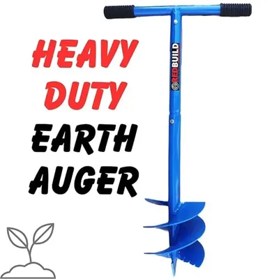 REDBUILD Manual Earth Auger Hole Digger 3-Inch, Professional Post Hole Digger & Soil Digging Tool (Model-Short Blade)