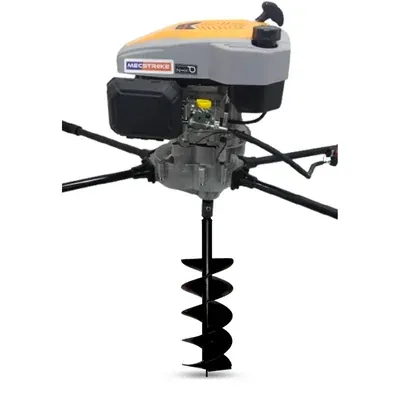 MECSTROKE Heavy Duty 2 Man Operated 4 Stroke 224 CC Earth Auger, Post Hole Digger With 10 Inch Double Spiral Bit