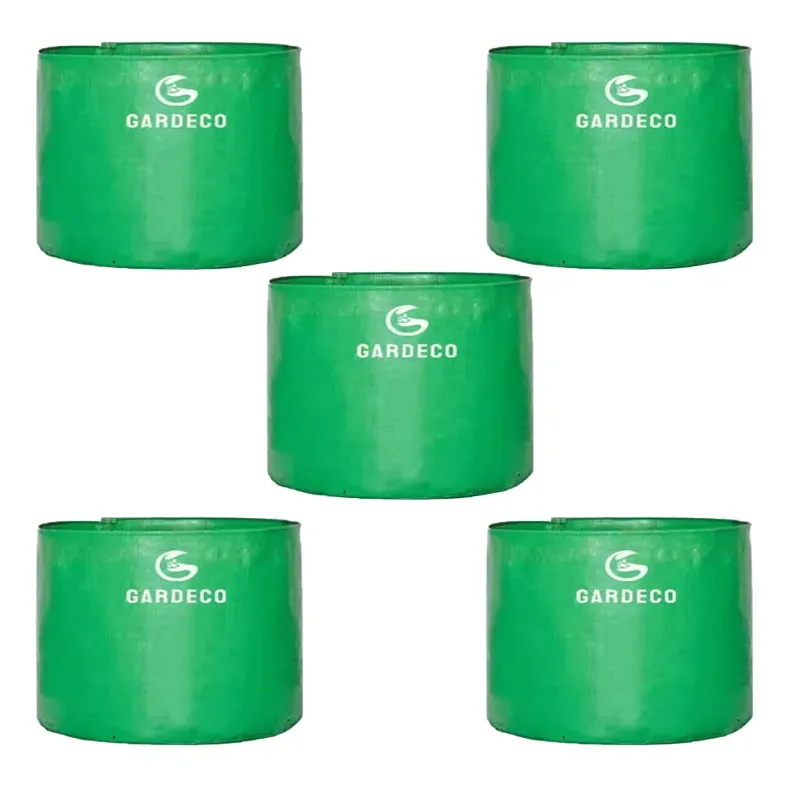 Gardeco 260 GSM UV Treated 12 x 9 Inch Round Type HDPE Grow Bag for Home, Garden and Nursery (Quantity-5 pieces)
