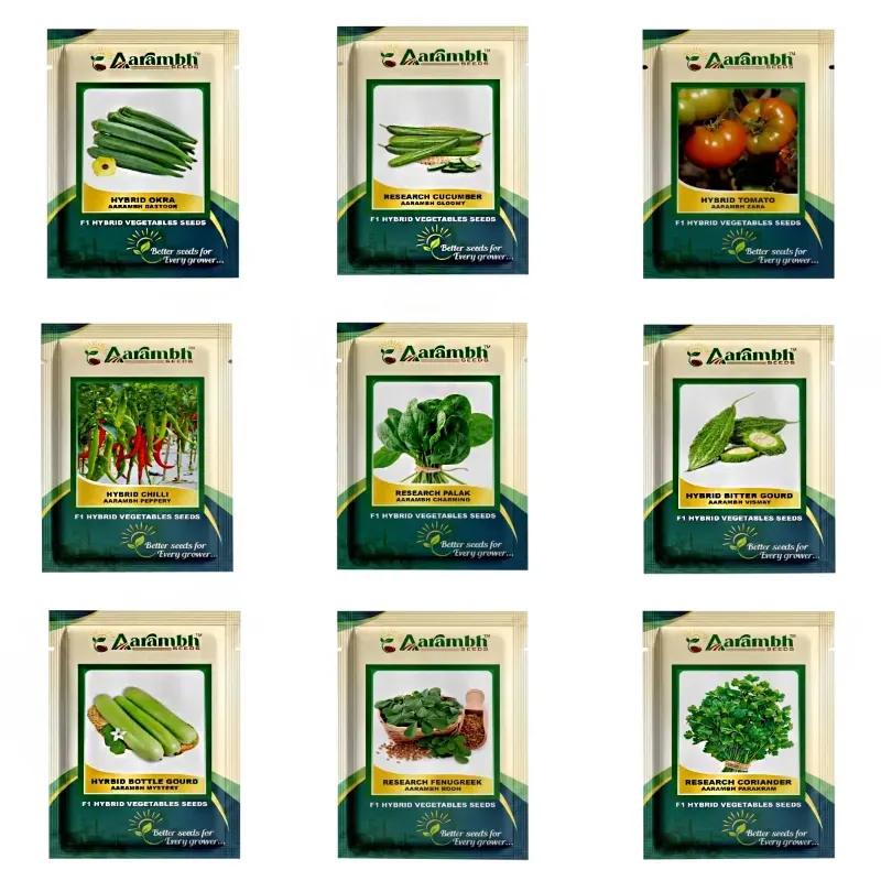 RADHE AGRI CENTER Varieties Home Gardening Hybrid Vegetable Seeds Kit High Germination Rate All Season Seed Set (Pack of 9)