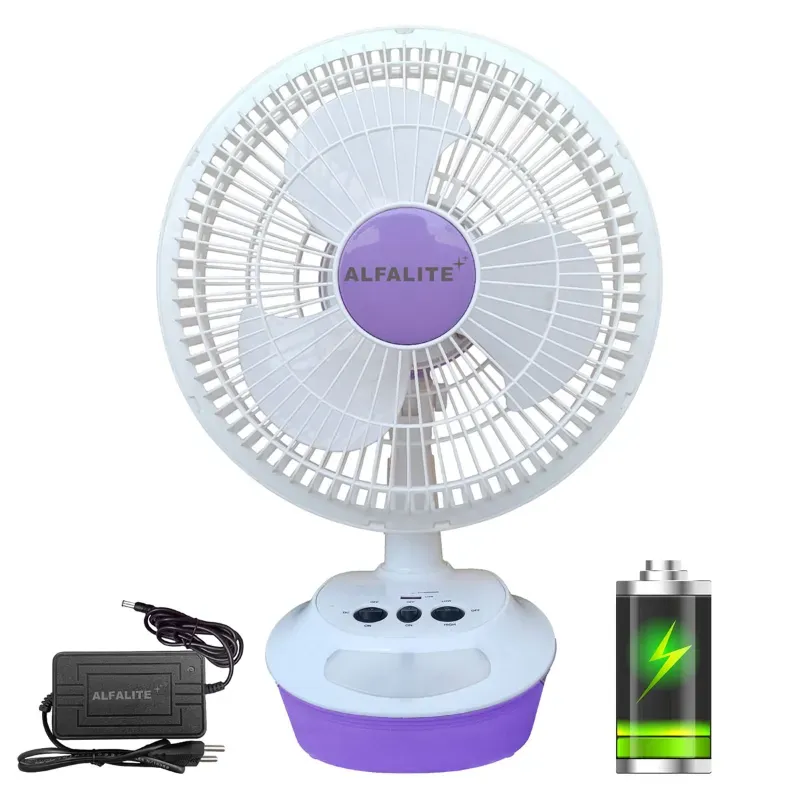 ALFALITE 24 W Breeza DC Solar Table Fan, 12 Inch Sweep With In-Built Rechargeable Battery For Indoor And Outdoor Usage