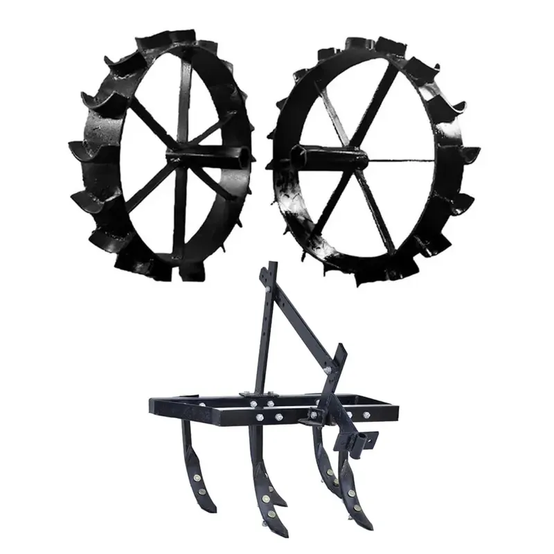 Heavy Duty 16 Inch Iron Wheel & 5 Tyne Cultivator Attachment Combo For 5 to 10 HP Petrol Power Tiller / Cultivator