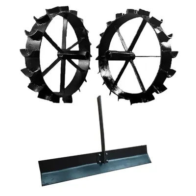 Heavy Duty 16 Inch Iron Wheel & Leveler Attachment Combo For 5 to 10 HP Diesel Power Tiller / Cultivator