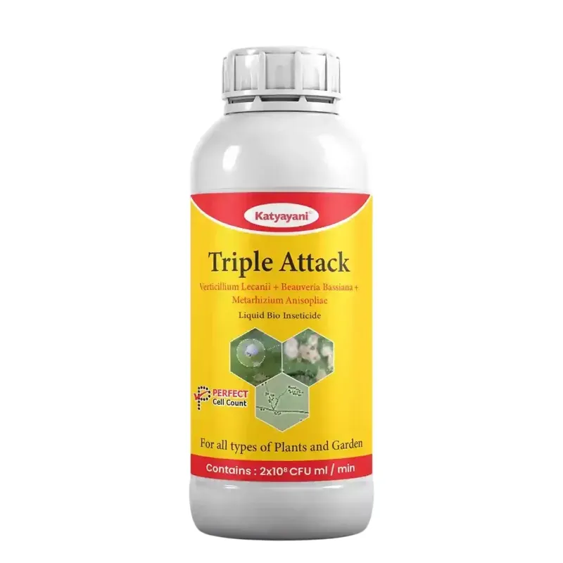 Katyayani Triple Attack, Verticillium Lecanii + Beauveria Bassiana + Metarhizium Anisopliae Liquid, 1 Litre (Pack-1 x 1 Litre)