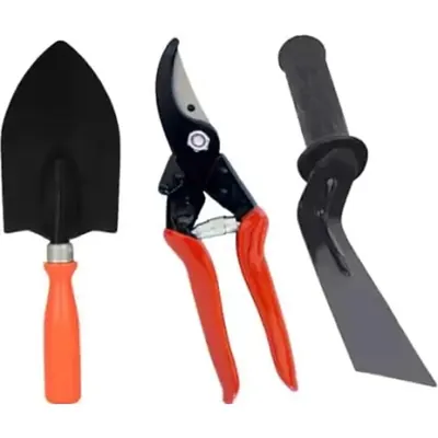 AGT Garden Tools Combo Kit of a 2 Inch Khurpi, a Heavy-Duty Pruning Shears and a Big Hand Trowel (3 Tools)
