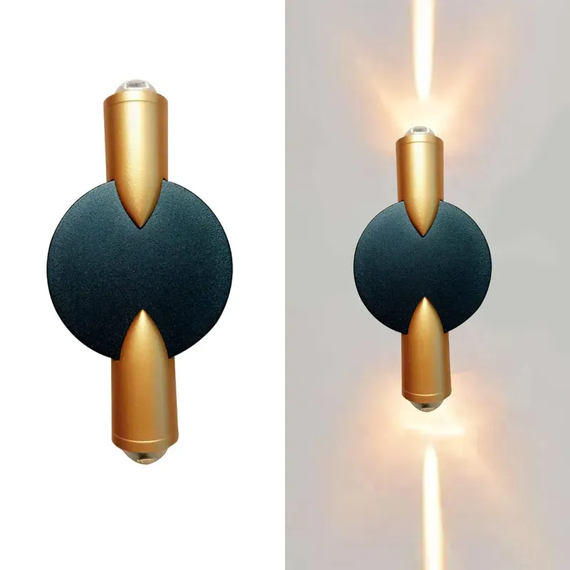 Giga Watts 2 W Wall Light 2 Way COB LED Exterior Indoor Black Gold Lamp for Home, Balcony, Living Room & Bedroom