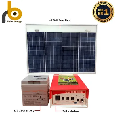 RB Solar 15 KV Solar Zatka Machine to Cover 150 Bigha Area with 40 W Solar Panel, 26 Ah Battery and Accessories