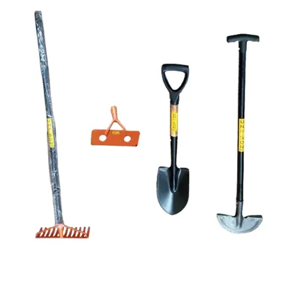 Unison Round Nose Baby Shovel, Edging Iron, Draw Hoe, Garden Bow Rake with 48 Inch Pipe Handle 12 Teeth